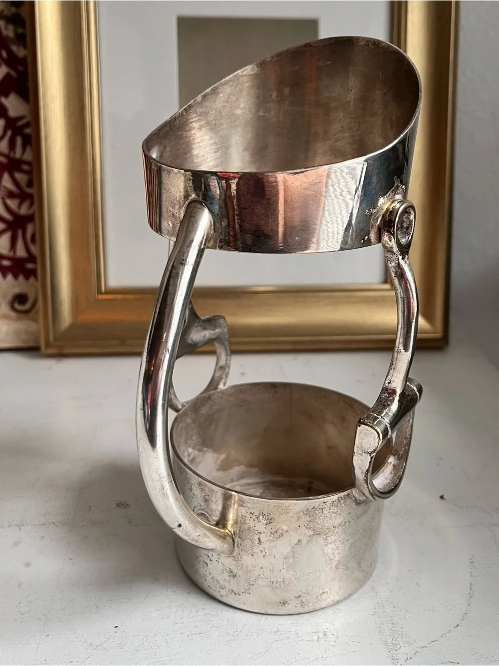 Vintage silver plated equestrian Horse bit wine bottle holder